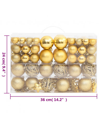 Set Palline di Natale 111 pz Oro in Polistirene