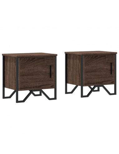 Comodini 2pz Rovere Marrone 40x30x40 cm in Truciolato