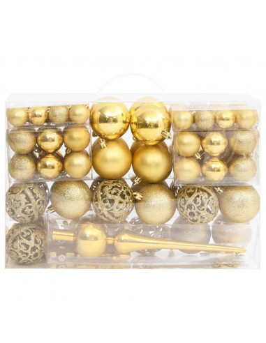 Set Palline di Natale 111 pz Oro in Polistirene