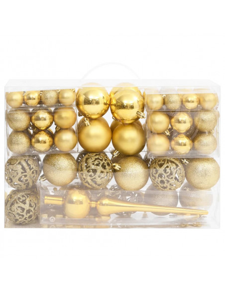Set Palline di Natale 111 pz Oro in Polistirene