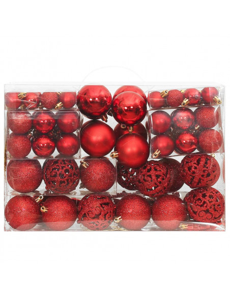 Set Palline di Natale 111 pz Rosso in Polistirene