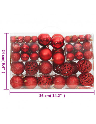 Set Palline di Natale 111 pz Rosso in Polistirene