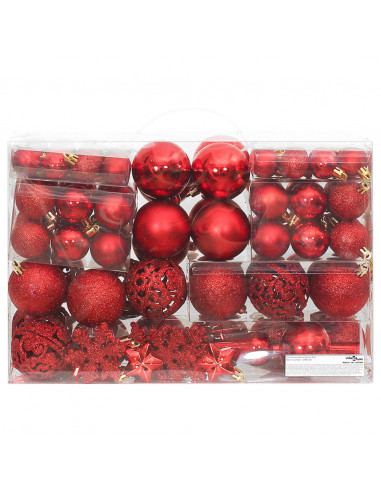 Set Palline di Natale 111 pz Rosso in Polistirene