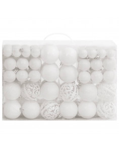 Set Palline di Natale 111 pz Bianco in Polistirene 2