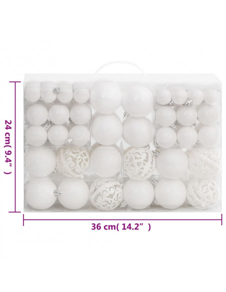 Set Palline di Natale 111 pz Bianco in Polistirene