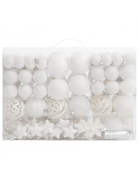 Set Palline di Natale 111 pz Bianco in Polistirene