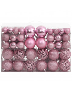 Set Palline di Natale 111 pz Rosa in Polistirene 2