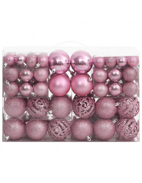 Set Palline di Natale 111 pz Rosa in Polistirene