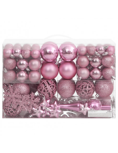 Set Palline di Natale 111 pz Rosa in Polistirene
