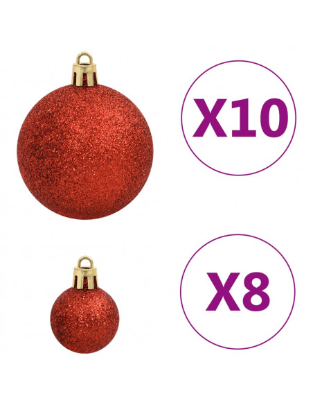 Set Palline di Natale 112 pz Rosso / Verde / Oro in Polistirene