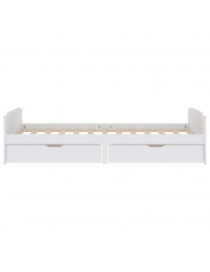 Giroletto Bianco con Cassetti Legno Massello di Pino 90x200cm