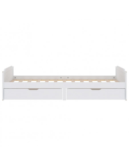 Giroletto Bianco con Cassetti Legno Massello di Pino 90x200cm