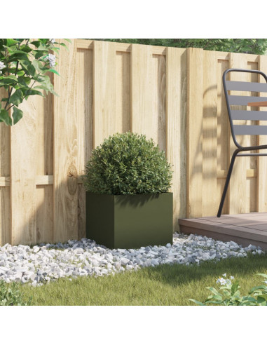 Fioriera Verde Oliva 32x30x29 cm in Acciaio Laminato a Freddo