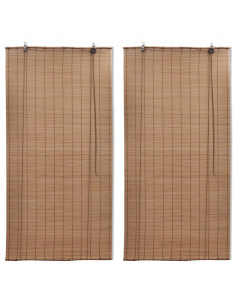 Tende a Rullo in Bambù 2 pz Marroni 120x220 cm