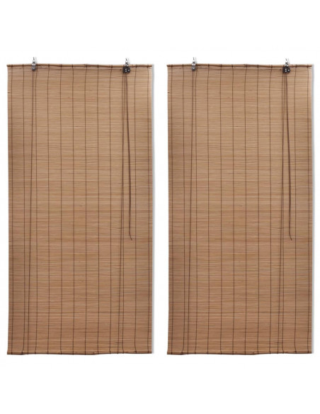 Tende a Rullo in Bambù 2 pz Marroni 120x220 cm