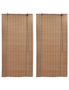 Tende a Rullo in Bambù 2pz 150x220 cm Marroni