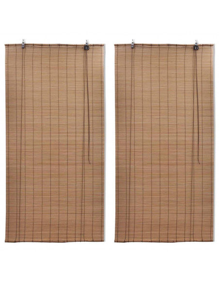 Tende a Rullo in Bambù 2pz 150x220 cm Marroni