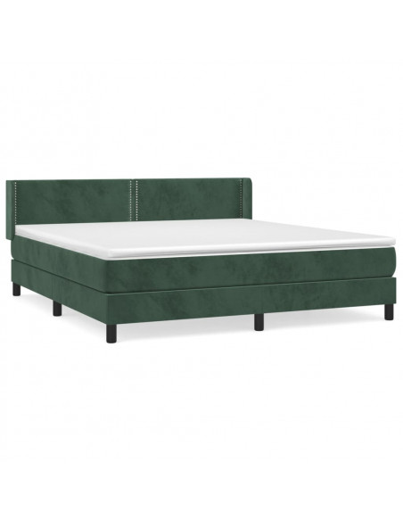 Giroletto a Molle con Materasso Verde Scuro 160x200 cm Velluto