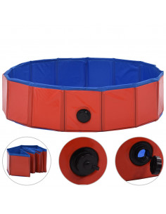 Piscina per Cani Pieghevole Rossa 80x20 cm in PVC