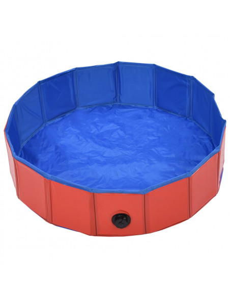 Piscina per Cani Pieghevole Rossa 80x20 cm in PVC