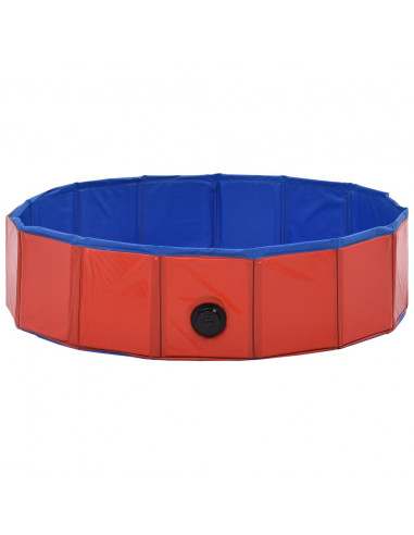 Piscina per Cani Pieghevole Rossa 80x20 cm in PVC
