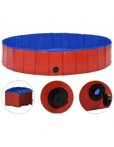 Piscina per Cani Pieghevole Rossa 160x30 cm in PVC