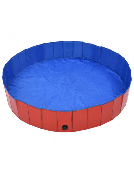 Piscina per Cani Pieghevole Rossa 160x30 cm in PVC