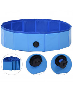 Piscina per Cani Pieghevole Blu 80x20 cm in PVC