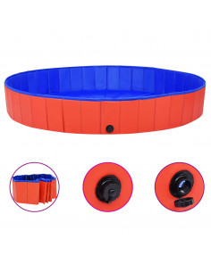 Piscina per Cani Pieghevole Rossa 200x30 cm in PVC
