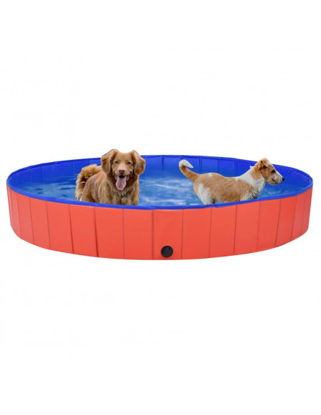Piscina per Cani Pieghevole Rossa 200x30 cm in PVC