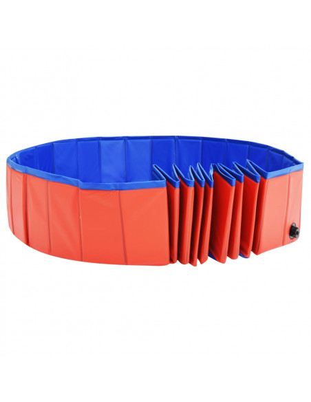 Piscina per Cani Pieghevole Rossa 200x30 cm in PVC