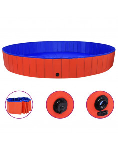 Piscina per Cani Pieghevole Rossa 300x40 cm in PVC