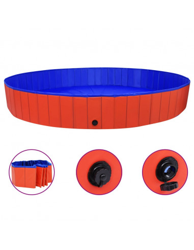 Piscina per Cani Pieghevole Rossa 300x40 cm in PVC