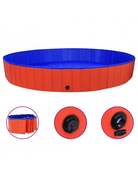 Piscina per Cani Pieghevole Rossa 300x40 cm in PVC