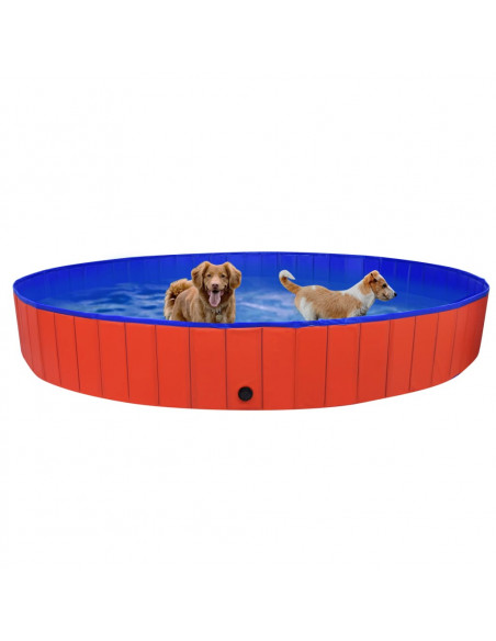 Piscina per Cani Pieghevole Rossa 300x40 cm in PVC