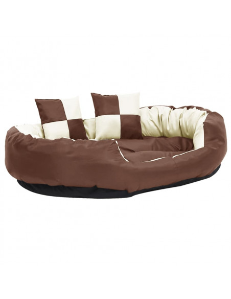 Cuscino per Cani Reversibile Lavabile Marrone Crema 110x80x23cm