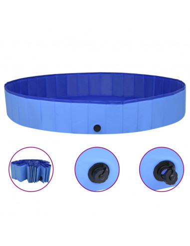 Piscina per Cani Pieghevole Blu 200x30 cm in PVC