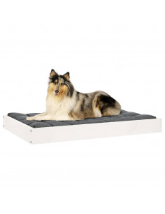 Cuccia per Cani Bianca 91,5x64x9 cm in Legno Massello di Pino