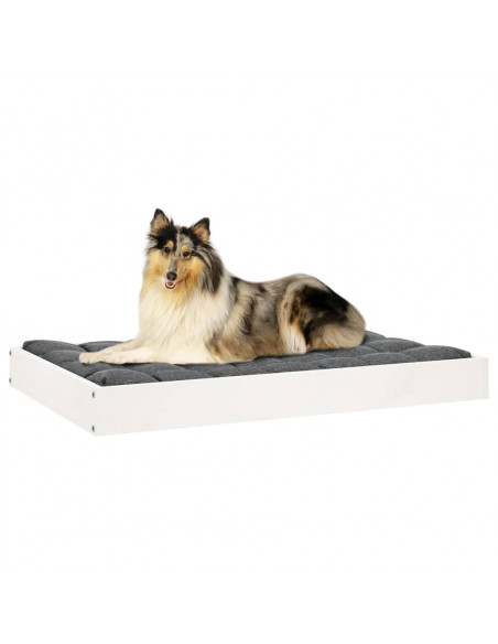 Cuccia per Cani Bianca 91,5x64x9 cm in Legno Massello di Pino