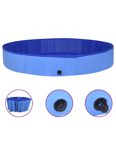 Piscina per Cani Pieghevole Blu 300x40 cm in PVC