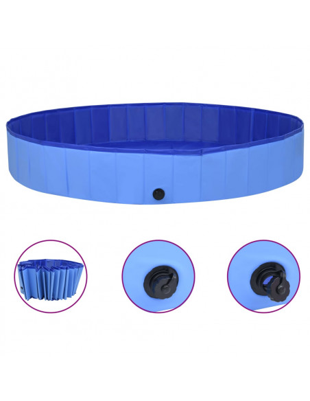 Piscina per Cani Pieghevole Blu 300x40 cm in PVC