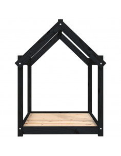 Cuccia per Cani Nera 101x70x90 cm in Legno Massello di Pino