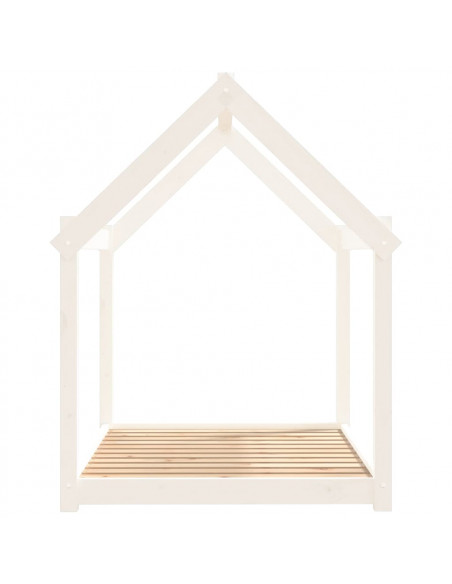 Cuccia per Cani Bianca 111x80x100 cm in Legno Massello di Pino