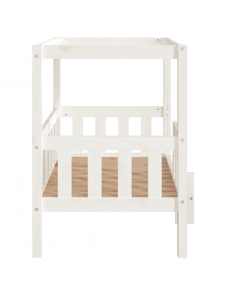 Cuccia per Cani Bianco 95,5x73,5x90cm in Legno Massello di Pino