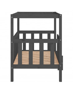 Cuccia per Cani Grigia 105,5x83,5x100cm Legno Massello di Pino