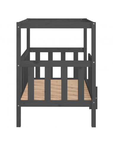 Cuccia per Cani Grigia 105,5x83,5x100cm Legno Massello di Pino