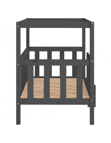 Cuccia per Cani Grigia 105,5x83,5x100cm Legno Massello di Pino