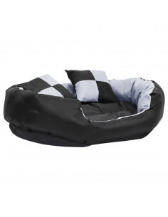 Cuscino per Cani Reversibile e Lavabile Grigio Nero 85x70x20 cm