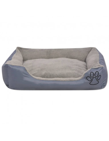 Cuccia per Cani con Cuscino Imbottito Taglia M Grigio