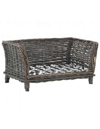 Cesta per Cani con Cuscino Grigio 50x33x30 cm Salice Naturale